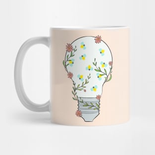 Floral Light Bulb With Fireflies Mug